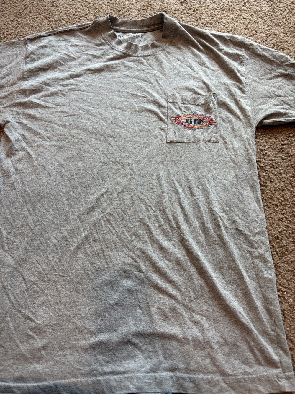 B69 Vintage Big Dog Pocket SS Tee, XL Pilling